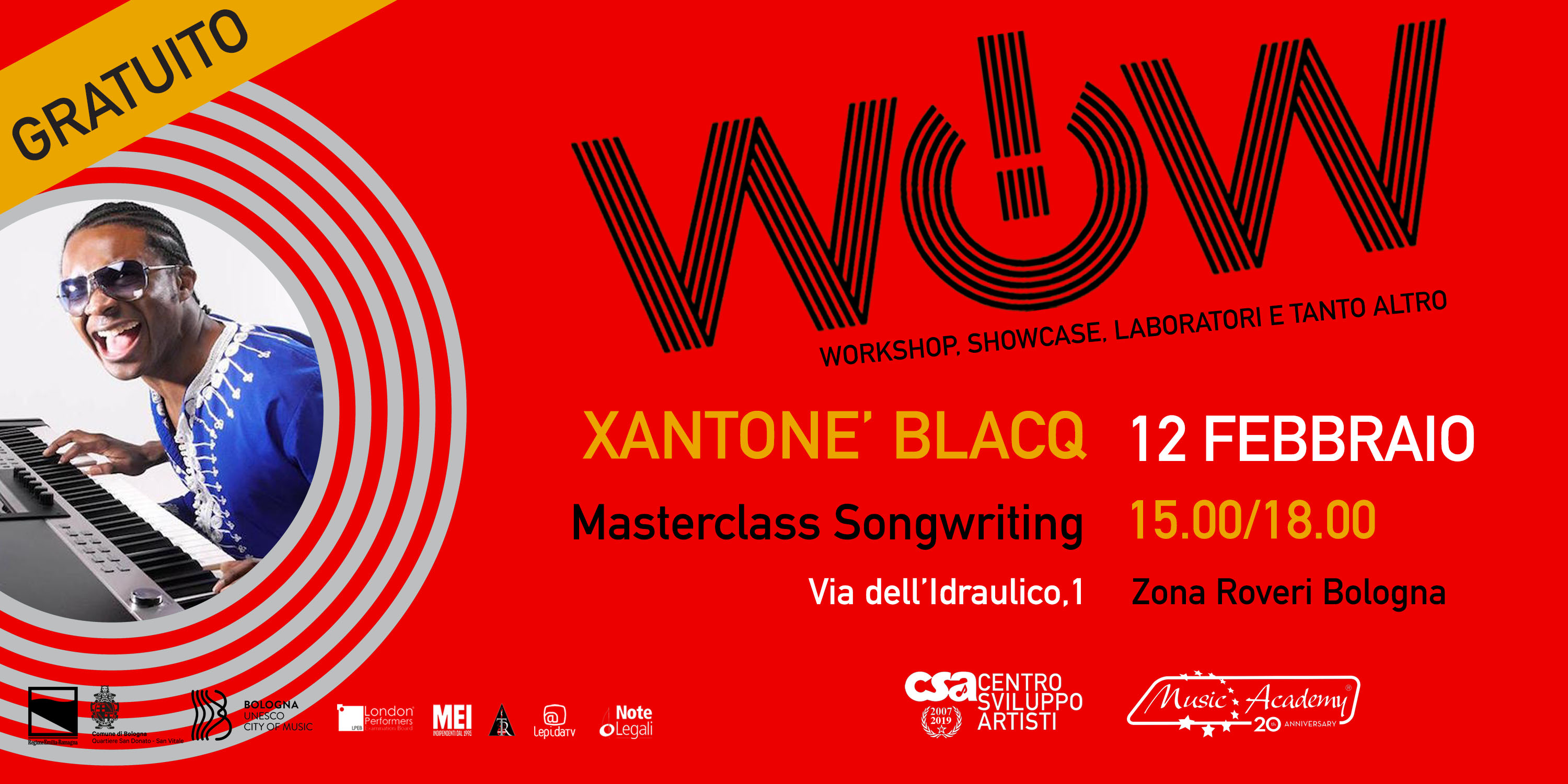 MUSIC ACADEMY PRESENTA XANTONE’ BLACQ WORKSHOP SONGWRITING - 12 febbraio 2020