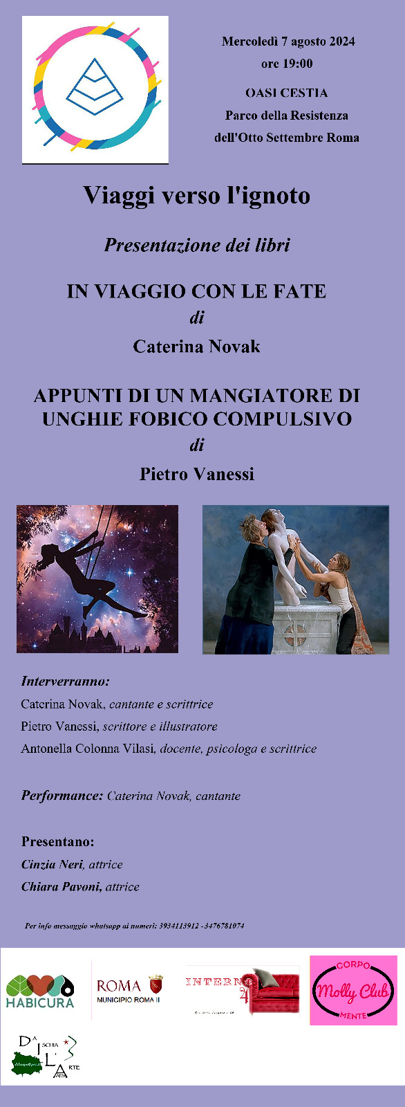 Presentazione libri il 7 agosto ad Oasi Cestia a Roma