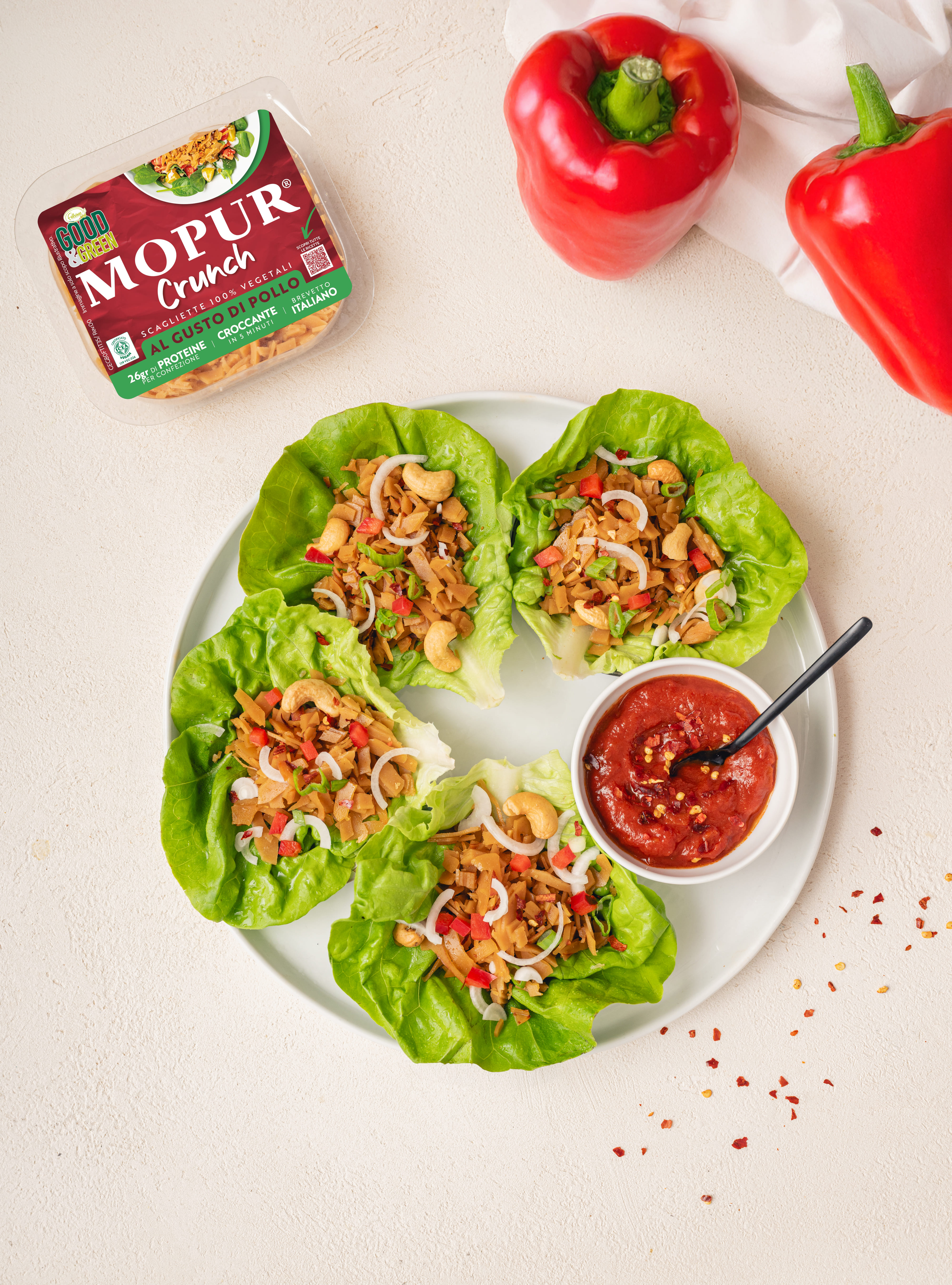 Mopur® Crunch, nuove scagliette plant-based al Gusto di Pollo di FelsineoVeg SB: un concentrato di croccantezza 100% vegetale
