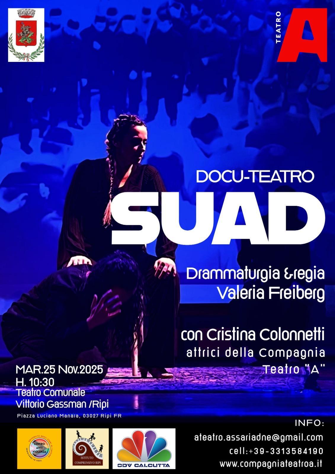 SUAD a teatro a Ripi (FR) nella Giornata internazionale per l’eliminazione della violenza contro le donne
