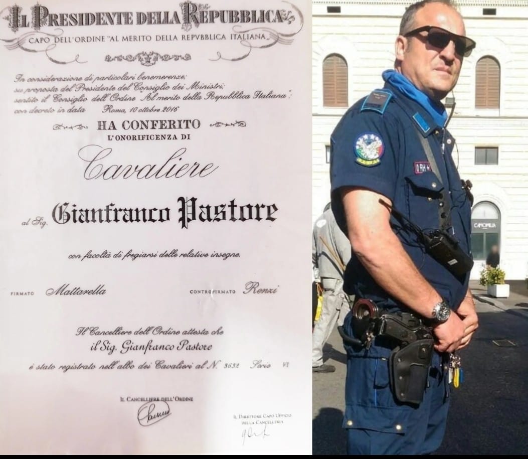 Gianfranco Pastore, Guardia Giurata, Cavaliere al Merito della Repubblica Italiana.