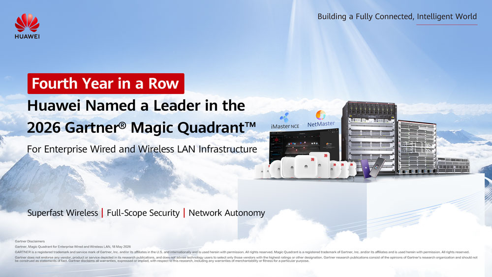 Huawei nominata Leader nel Gartner® Magic Quadrant™ 2026 per il quarto anno consecutivo per le reti LAN cablate e wireless enterprise

