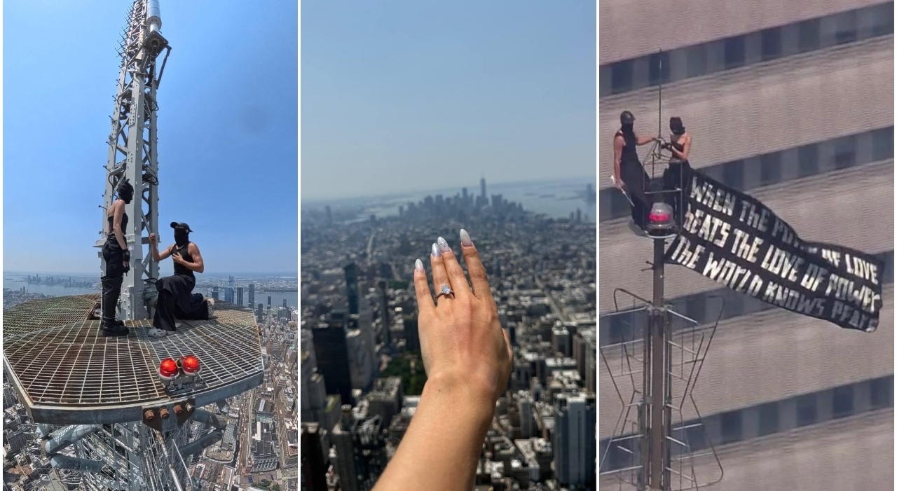 Scalano l'Empire State Building, poi lui si inginocchia e le chiede di sposarlo: proposta da brividi a 450 metri d'altezza