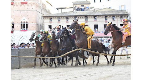 Palio di Siena, Tittia vince con l’Aquila e dedica la dodicesima carriera alla Contrada: «È il più importante»